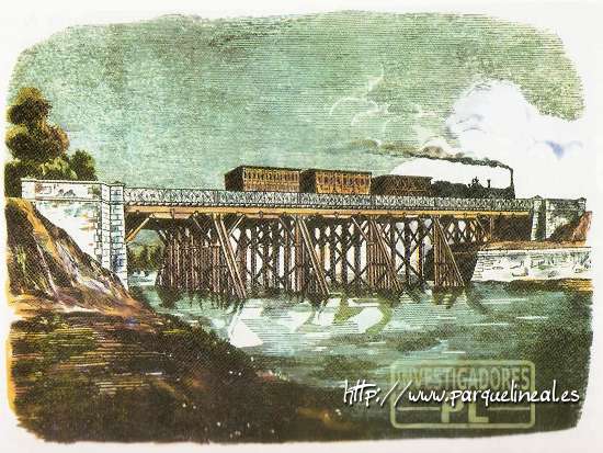 puente de madera, ferrocarril aranjuez sobre el manzanares
